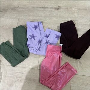 Girls old Navy and H&M leggings bundle size 3T/pink shine/lavender star/green